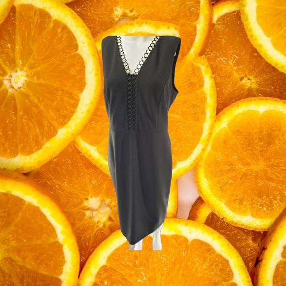 Calvin Klein Black‎ Strapless Dress With Circle Design on Neckline Size 12 - Picture 1 of 9